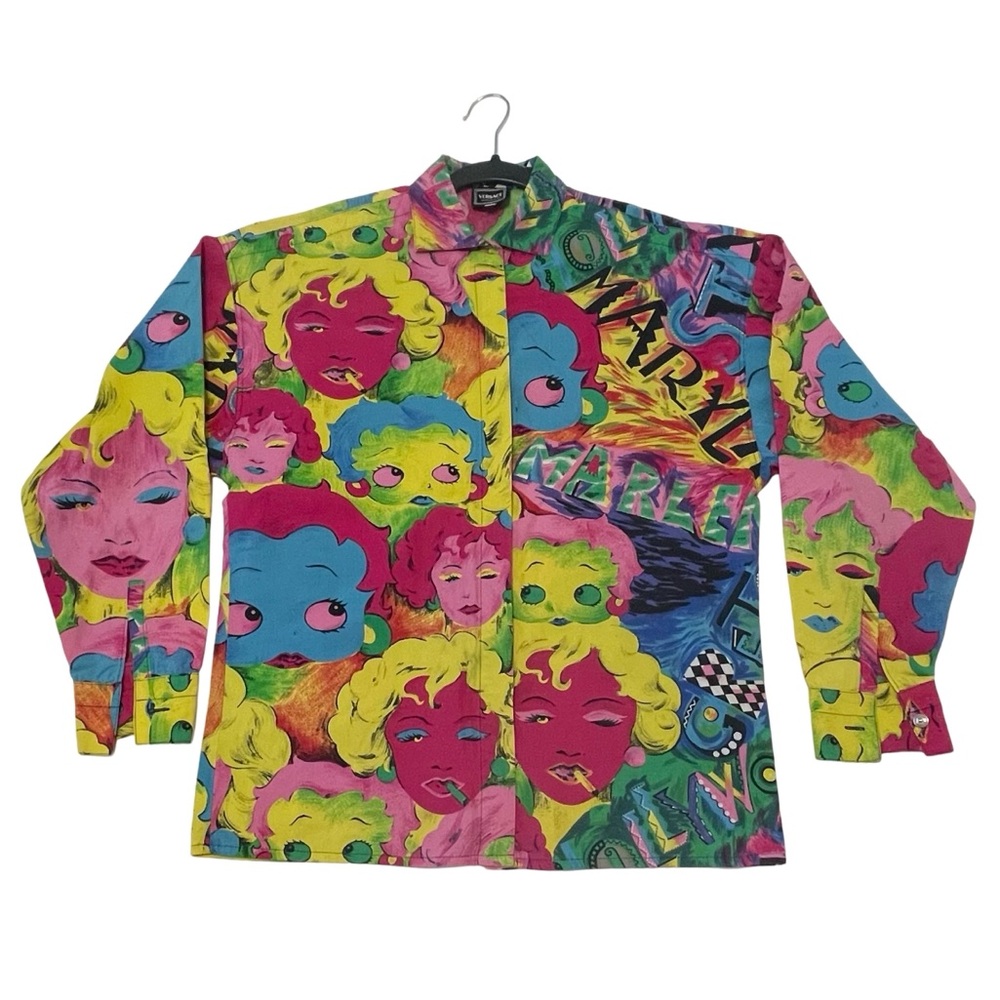 Vintage! 90’s Versace Jeans Couture Andy Warhol Long Sleeve Shirt Small - Picture 4 of 11